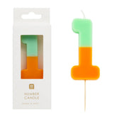 Orange & Mint Green Number Candle - 1