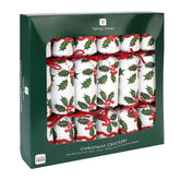Holly White Christmas Crackers - 6 Pack | Christmas Decor |