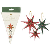 Folklore Paper Stars Christmas Tree Decorations - 3 Pack
