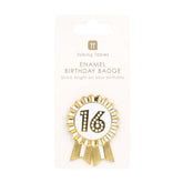 Gold Enamel Birthday Pin Badge - 16 | Birthday Gifts |