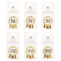 Gold Enamel Birthday Pin Badge Set | Birthday Gifts |
