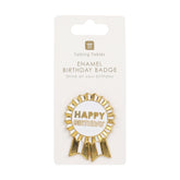 Gold Enamel Happy Birthday Pin Badge | Party Supplies |