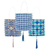 Moroccan Souk Blue Hanging Paper Lanterns - 3 Pack | Outdoor Home Decor |