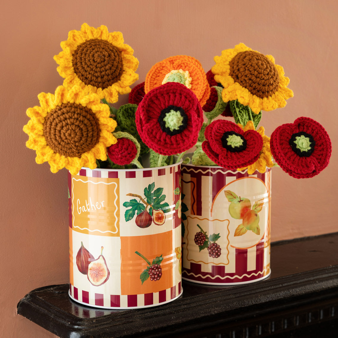Handmade Red Poppy Crochet Sprigs Bundle - 18cm | Home Decor |