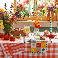 Orange Gingham Fabric Tea Towels - 2 Pack | Summer Tableware |