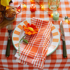 Orange Gingham Fabric Tea Towels - 2 Pack | Summer Tableware |