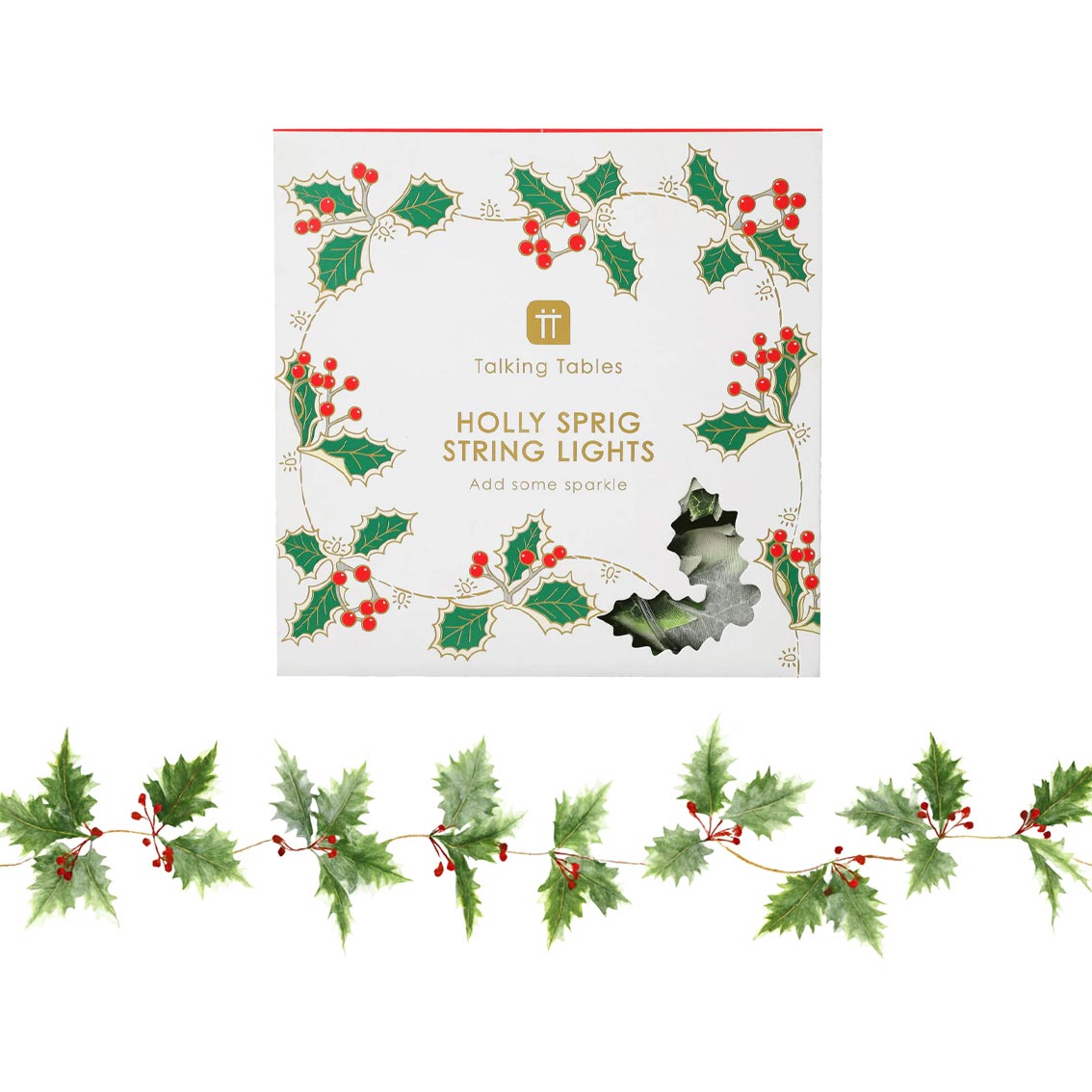 Holly Christmas LED String Lights - 2.2m
