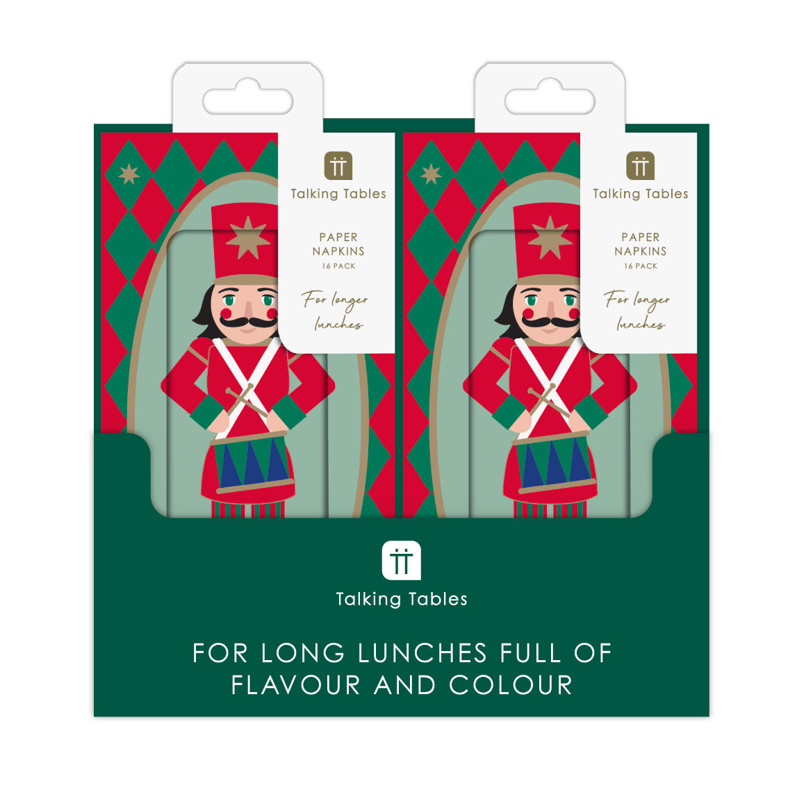 Nutcracker Long Lunch Paper Napkins - 8 Pack Display | Christmas Decor |