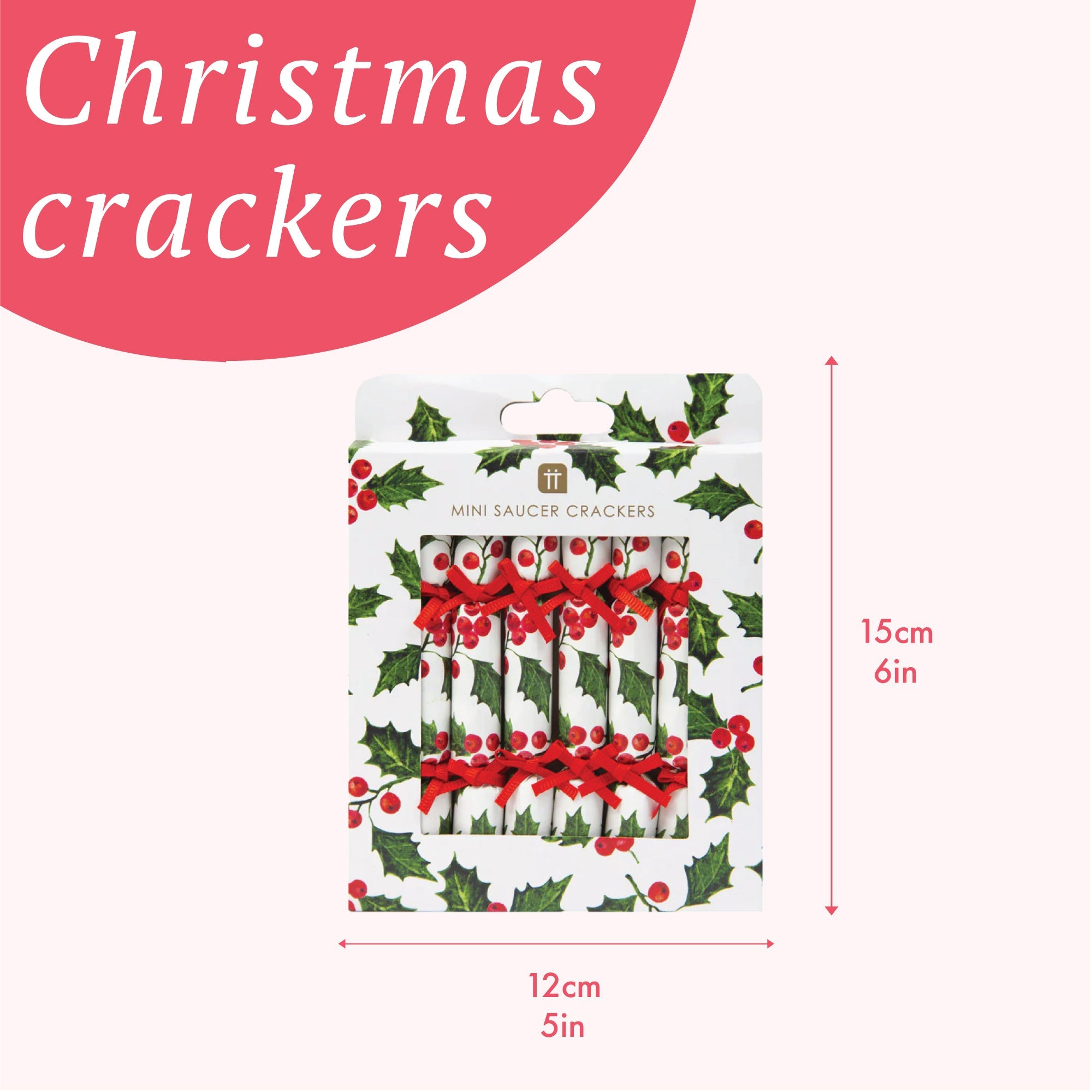 Holly Christmas Saucer Crackers - 10 Pack Display | Christmas Decor |