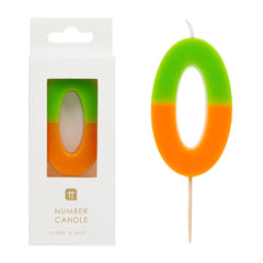 Orange & Green Number Candle - 0
