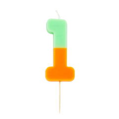 Orange & Mint Green Number Candle - 1