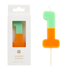 Orange & Mint Green Number Candle - 1