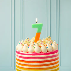Orange & Sage Green Number Candle - 7