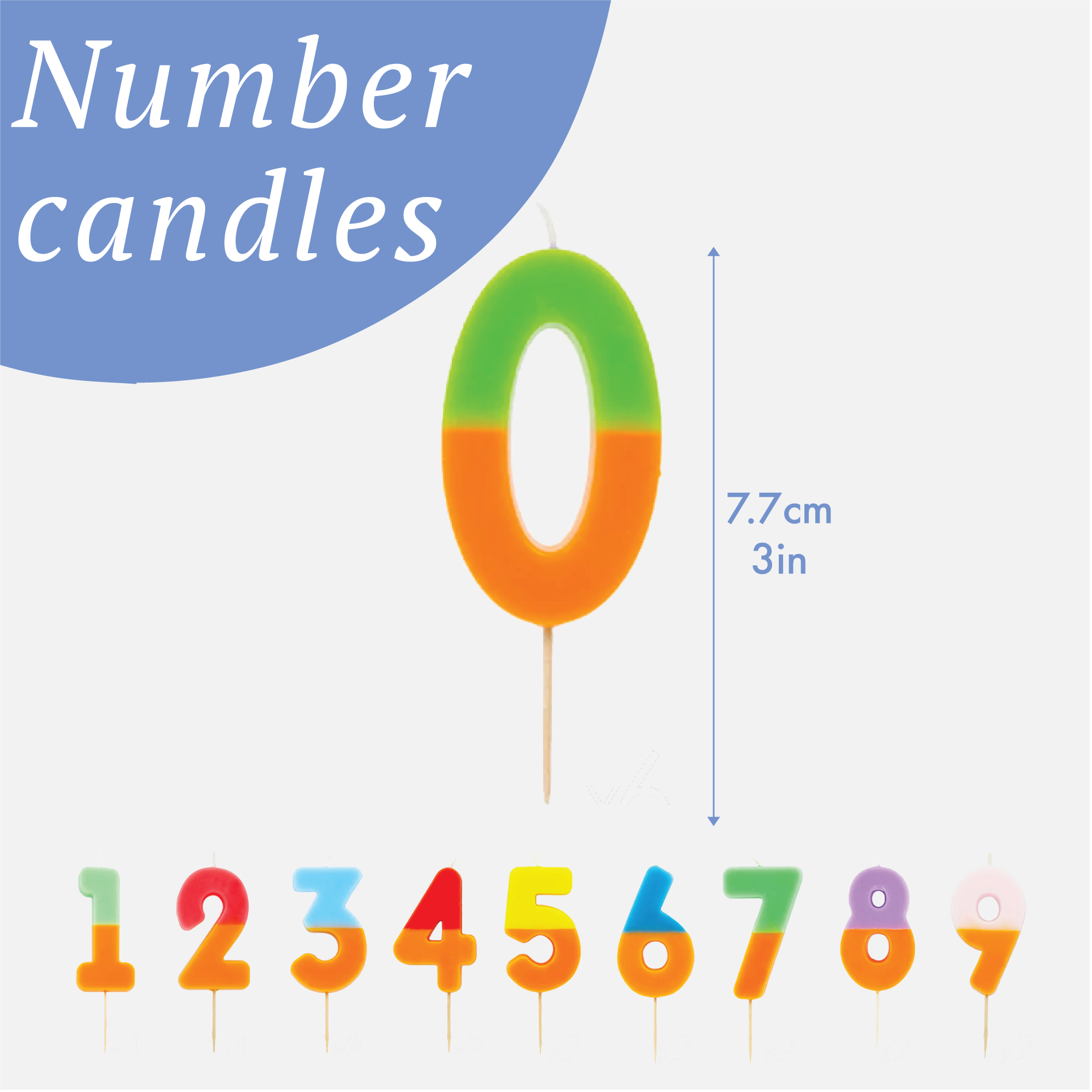 Orange & Sage Green Number Candle - 7