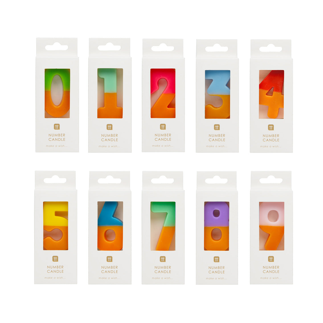 Orange & Multi Coloured Number Candles Starter Set - 0-9