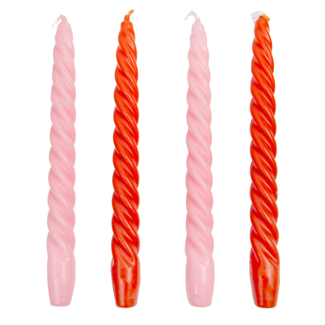 Orange & Pink Spiral Candles - 4 Pack | Summer Decor |