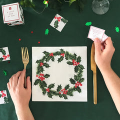 Holly Wreath Paper Napkins - 20 Pack | Christmas Napkins |