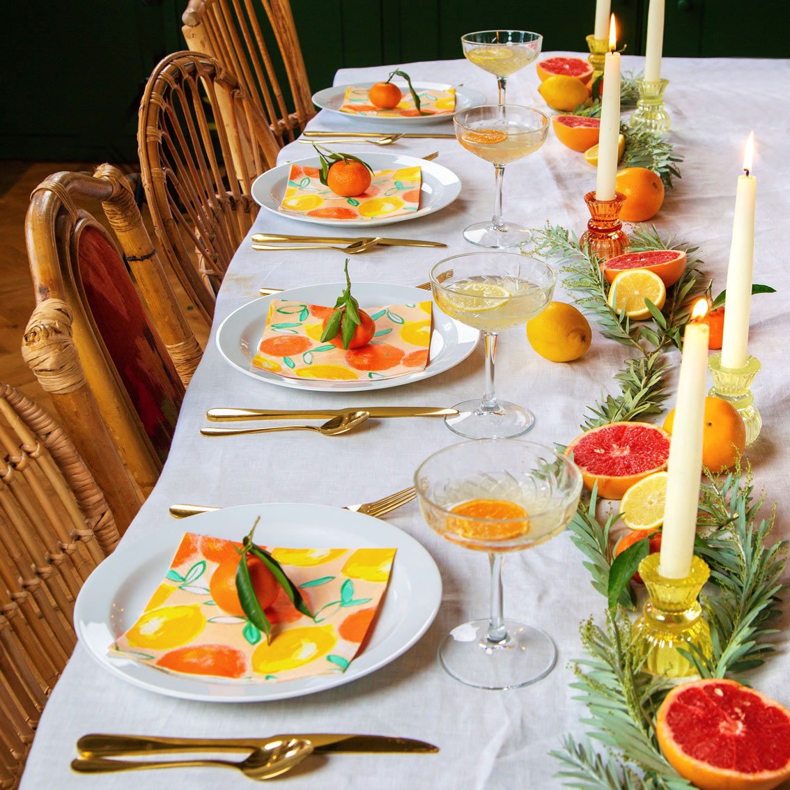 Orange Glass Dinner Candle & Tealight Holder | Summer Decor |