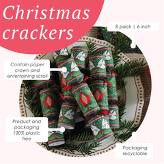 Green Mini Christmas Crackers - 8 Pack | Christmas Decor |