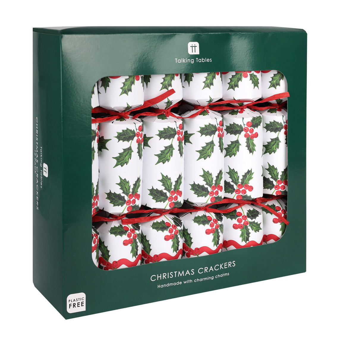 Holly White Christmas Crackers - 12 Pack | Christmas Decor |