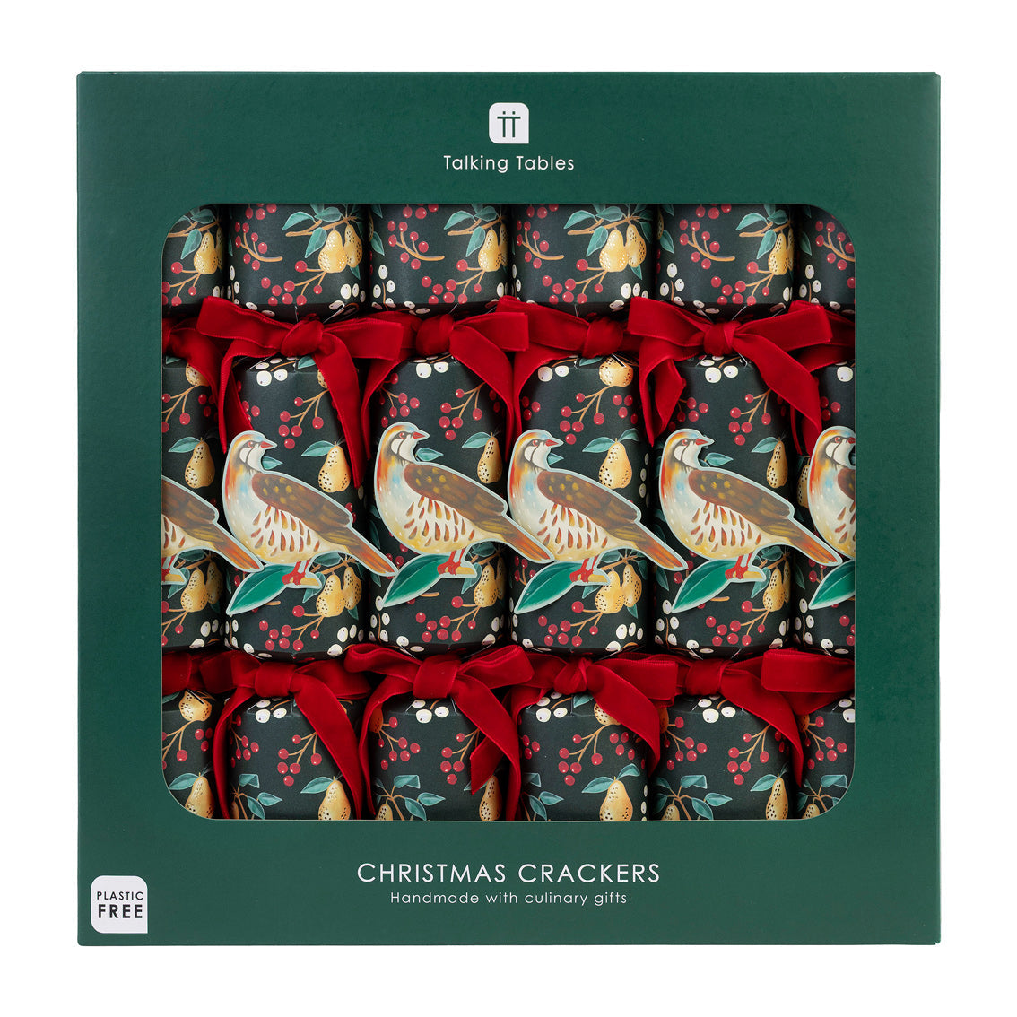 Partridge & Pear Christmas Crackers - 6 Pack | Christmas Decor |
