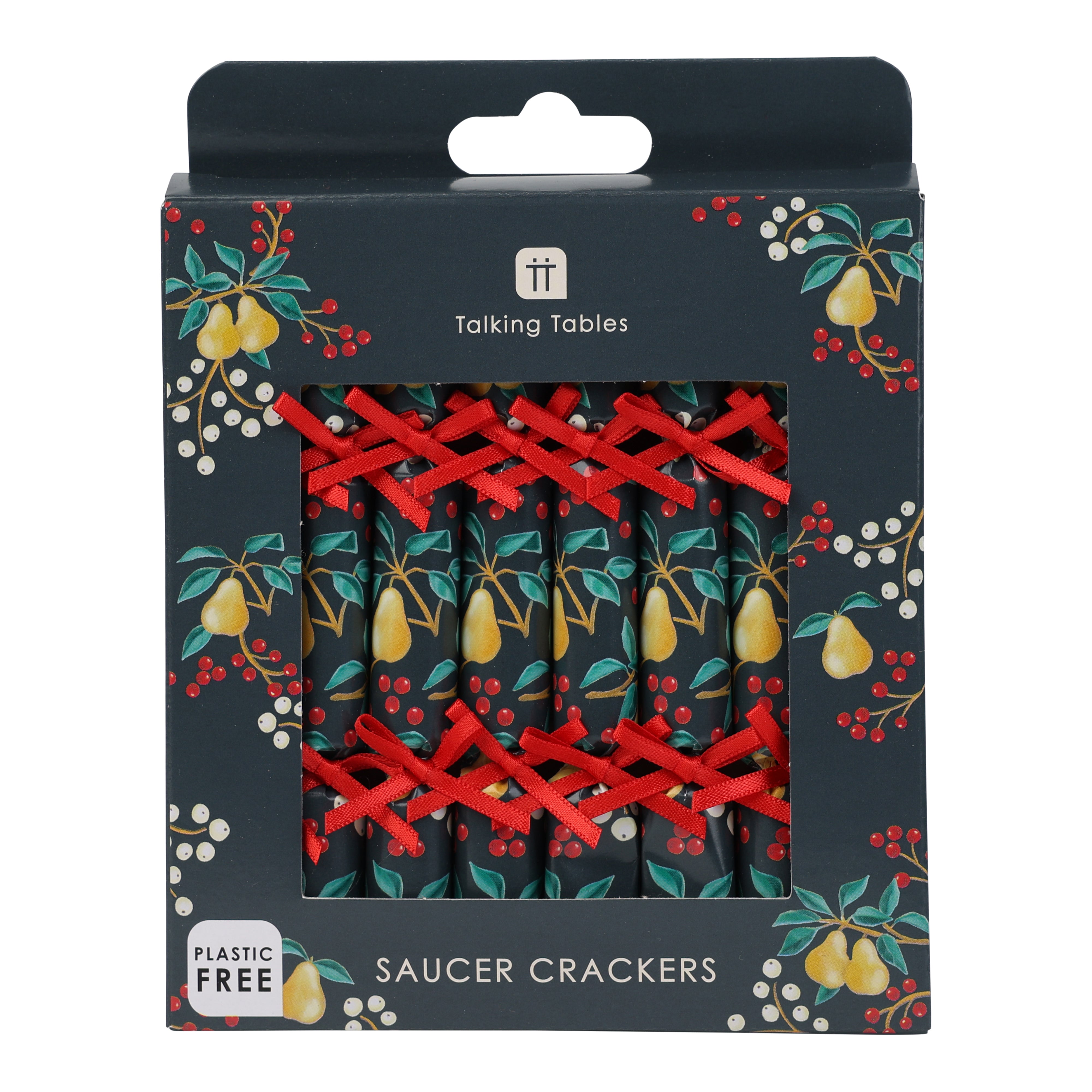 Partridge & Pear Christmas Saucer Crackers - 10 Pack Display | Christmas Decor |