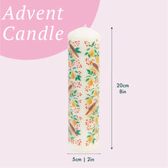Partridge & Pear Advent Pillar Candle | Christmas Decor |