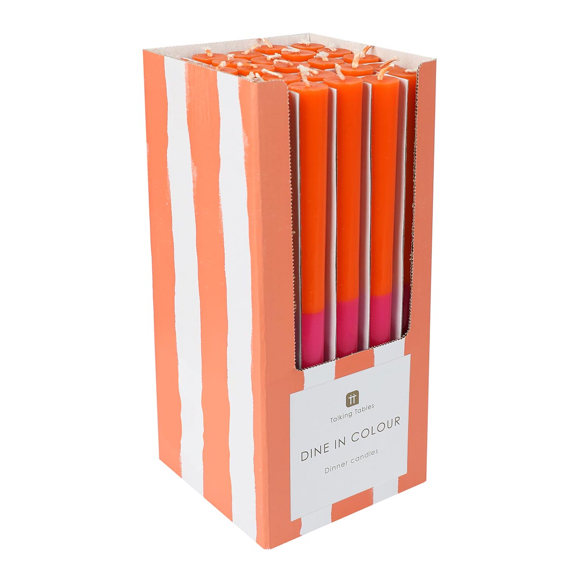 Orange & Pink Straight Dinner Candles - 25 Unit Display | Picnic Decor |