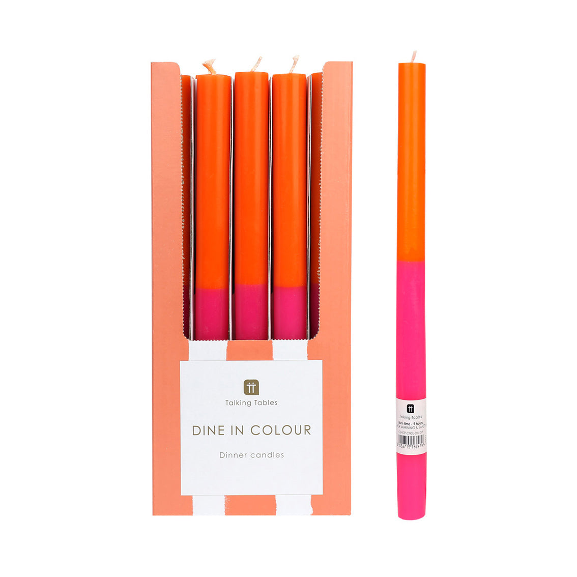 Orange & Pink Straight Dinner Candles - 25 Unit Display | Picnic Decor |