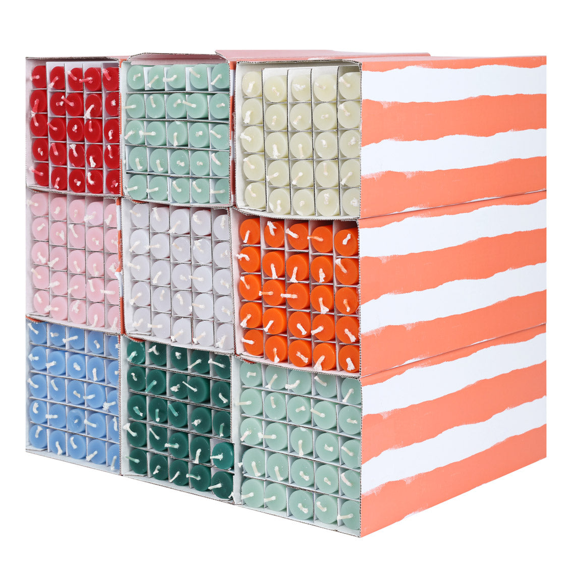 Orange & Pink Straight Dinner Candles - 25 Unit Display | Picnic Decor |