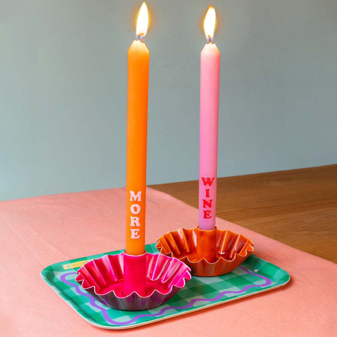 Orange Scalloped Metal Candle Holder | Summer Gifts |