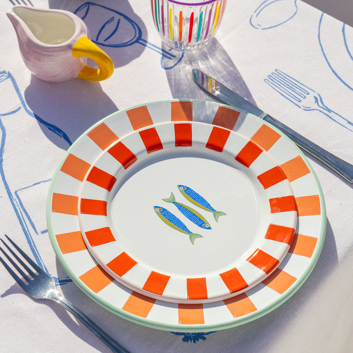 Food Icons Fabric Table Cover | Summer Tableware |