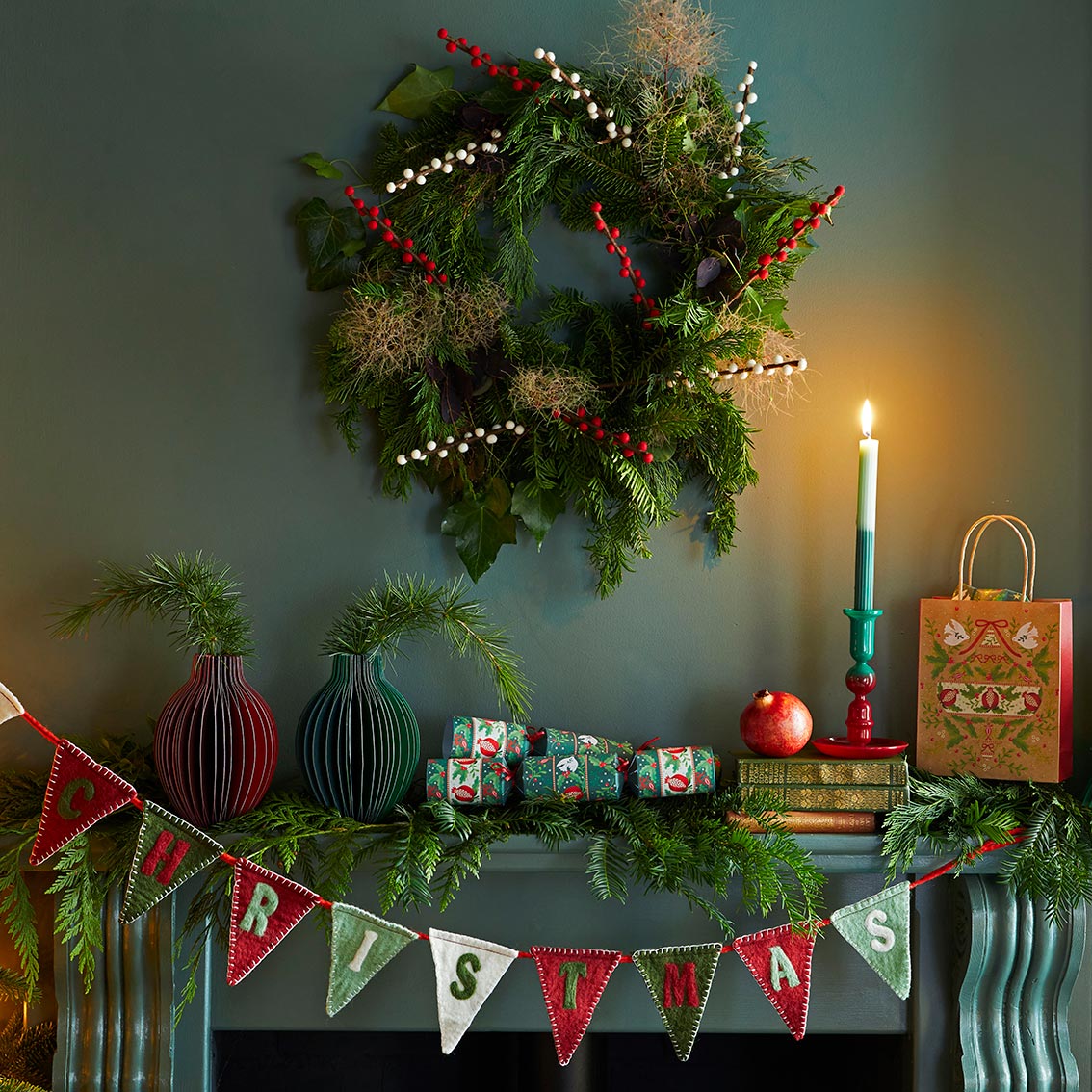 Folklore Merry Christmas Felt Bunting - 2m