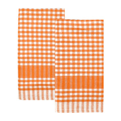Orange Gingham Fabric Tea Towels - 2 Pack | Summer Tableware |
