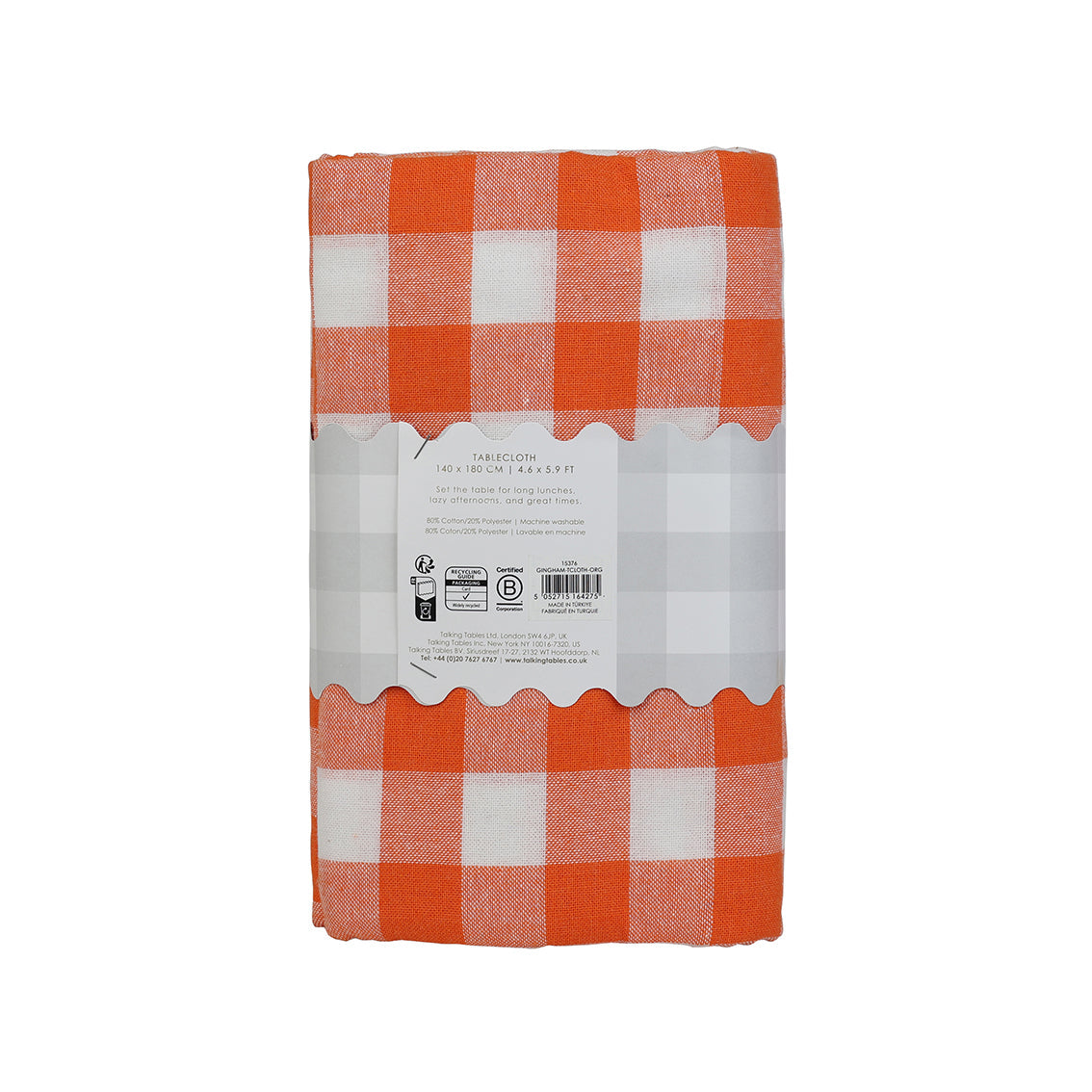 Orange & White Fabric Gingham Tablecloth | Halloween Decor |