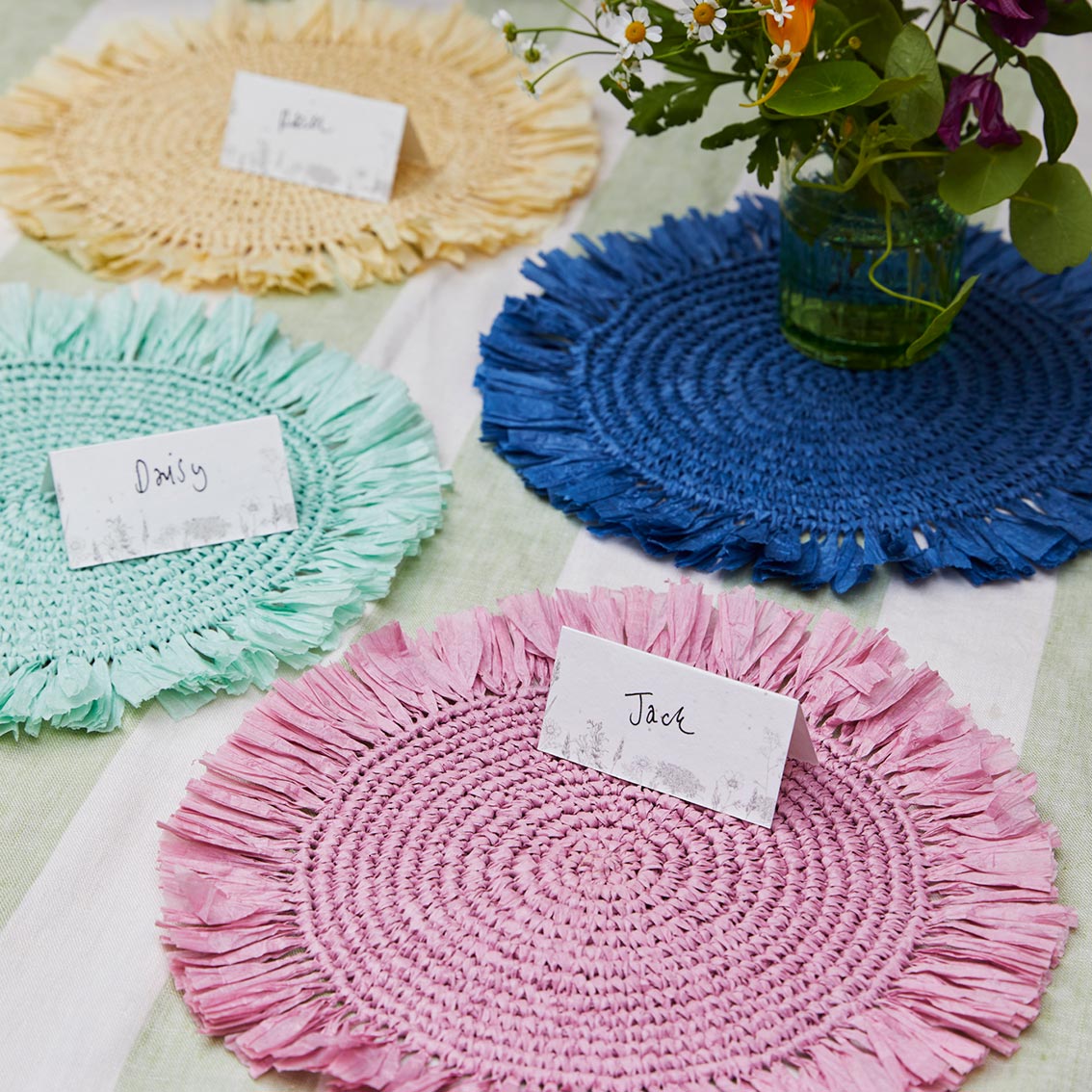Meadow Sage Raffia Placemat - 2 Pack