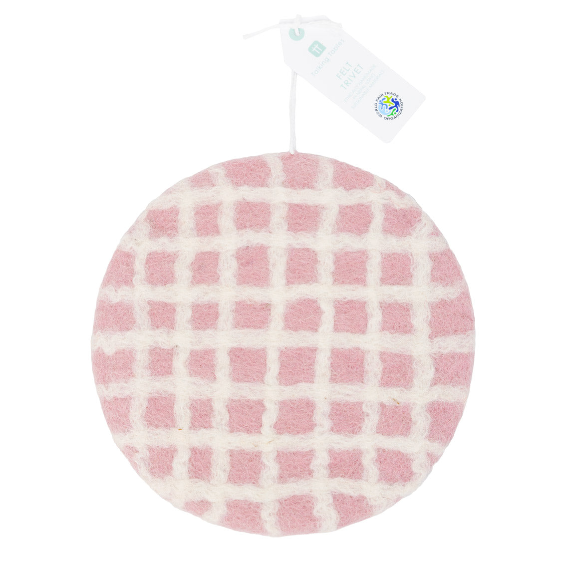 Green, Blue & Pink Checked Felt Trivets | Summer Tableware |