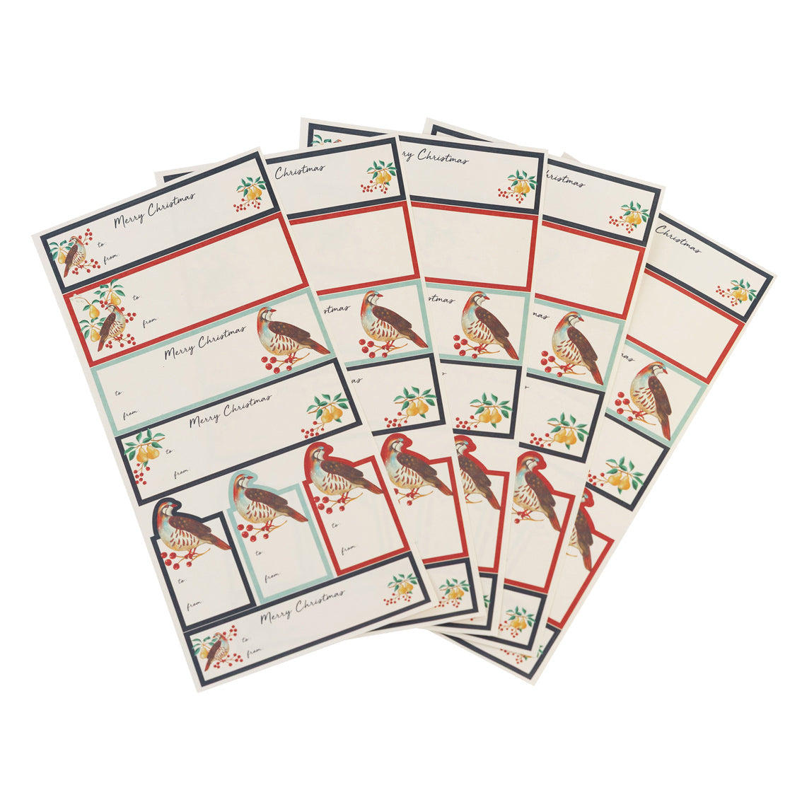 Partridge & Pear Gift Labels - 50 Pack | Christmas Gift Wrap |