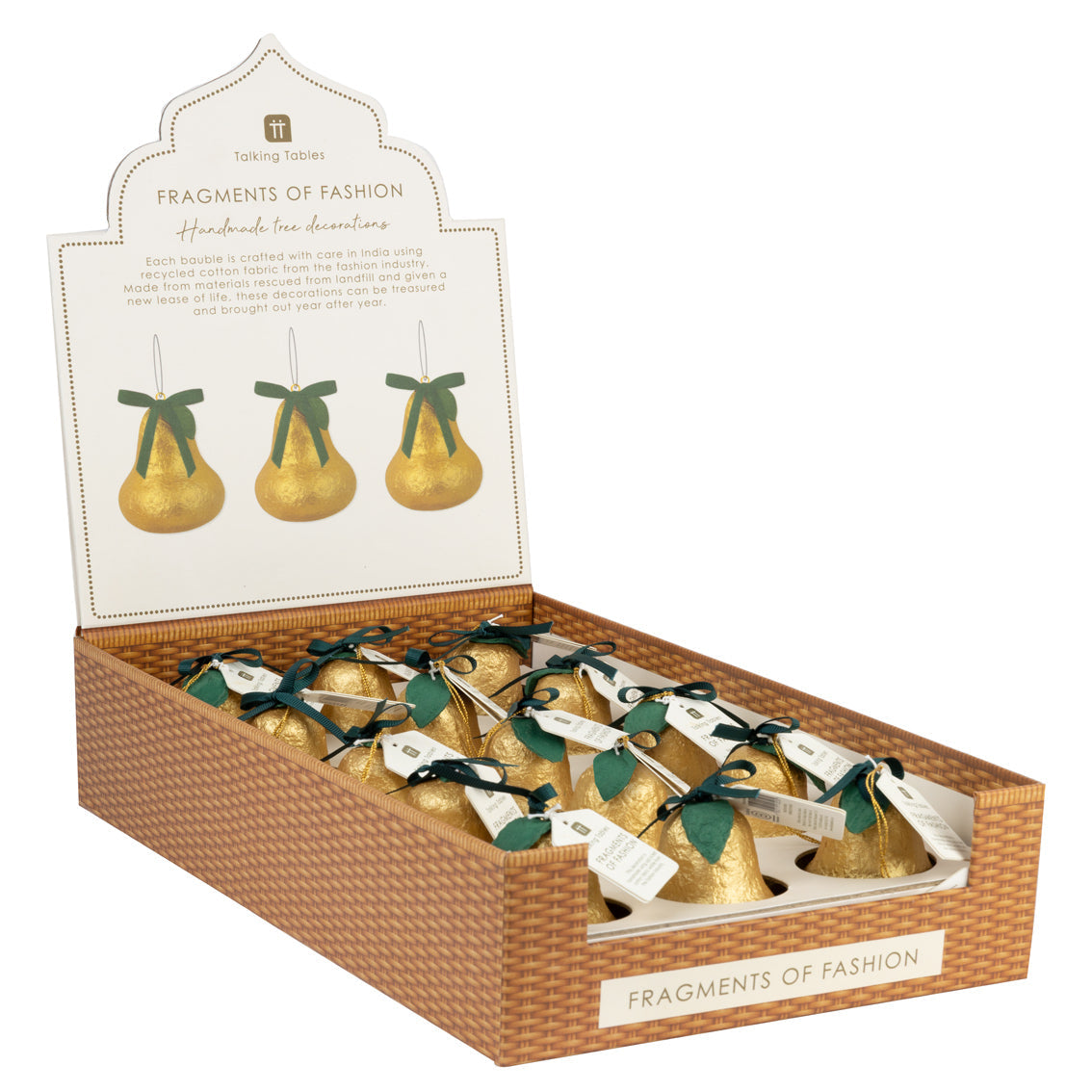 Handmade Gold Pear Christmas Tree Decorations - Display |