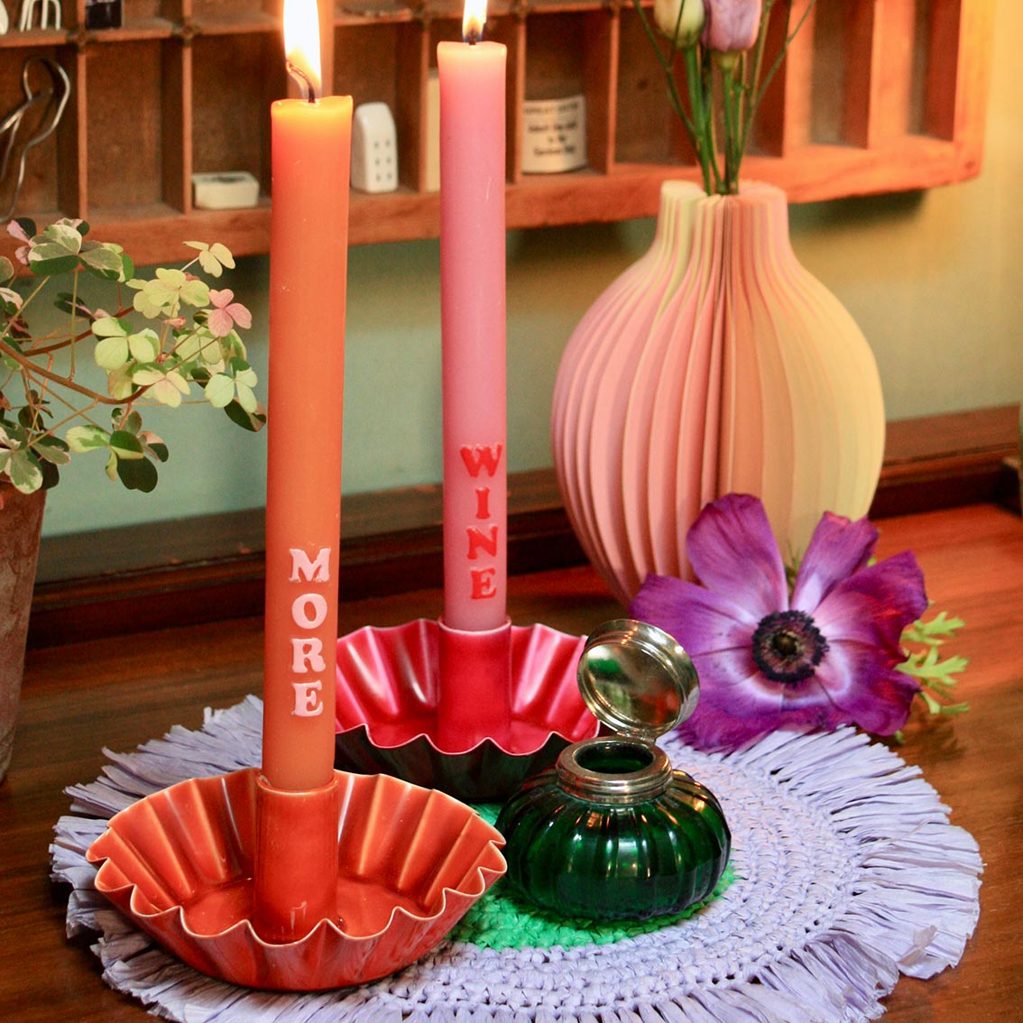 Orange Scalloped Metal Candle Holder | Summer Gifts |