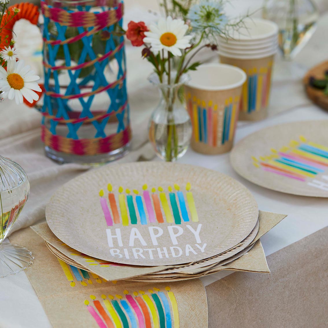 Happy Birthday Candles Paper Napkins - 20 Pack | Birthday Napkins |