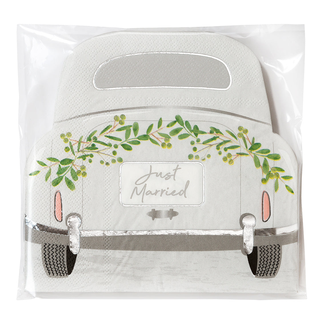 Just Married' Wedding Car Shaped Paper Napkins - 20 Pack | Wedding Decor |