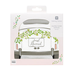 Just Married' Wedding Car Shaped Paper Napkins - 20 Pack | Wedding Decor |