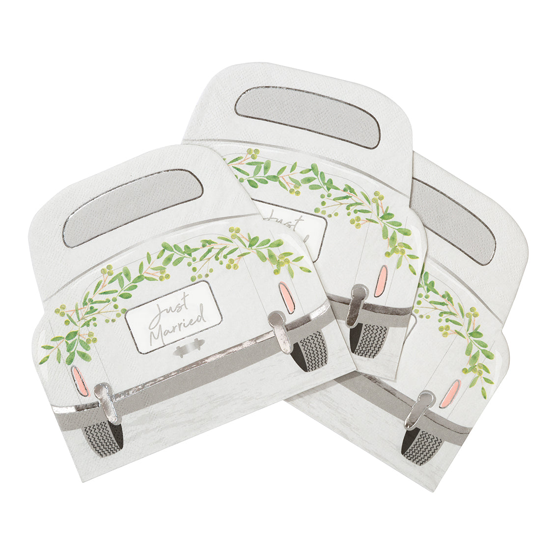 Just Married' Wedding Car Shaped Paper Napkins - 20 Pack | Wedding Decor |